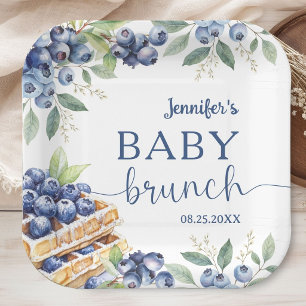 Blueberry Waffle Boy Baby Shower Brunch Paper Plate