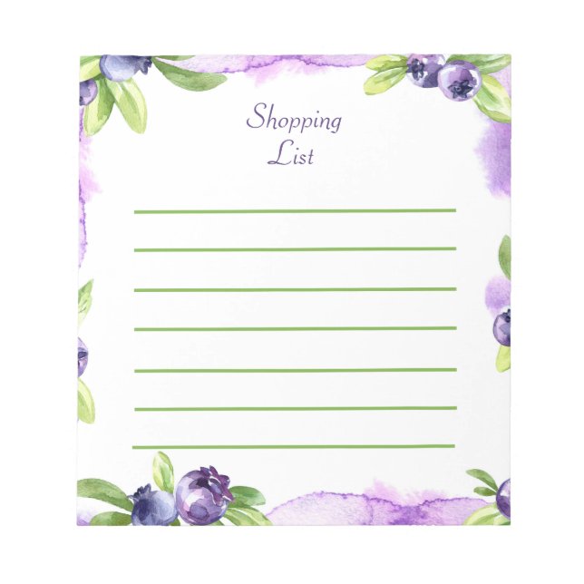 Blueberry Watercolor Notepad (Front)