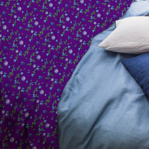 Blueberry watercolor pattern cute girl purple fleece blanket