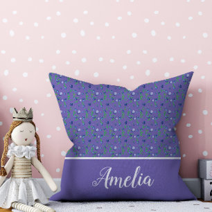 Blueberry watercolor pattern name periwinkle blue cushion