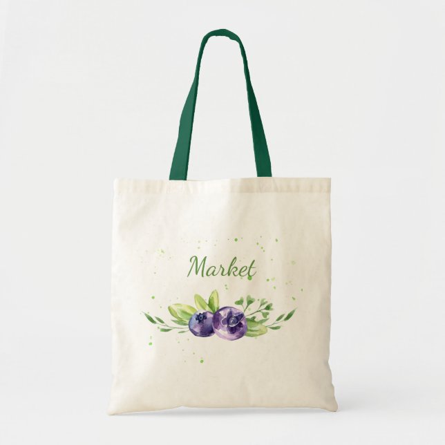 Blueberry Watercolor Tote Bag (Front)