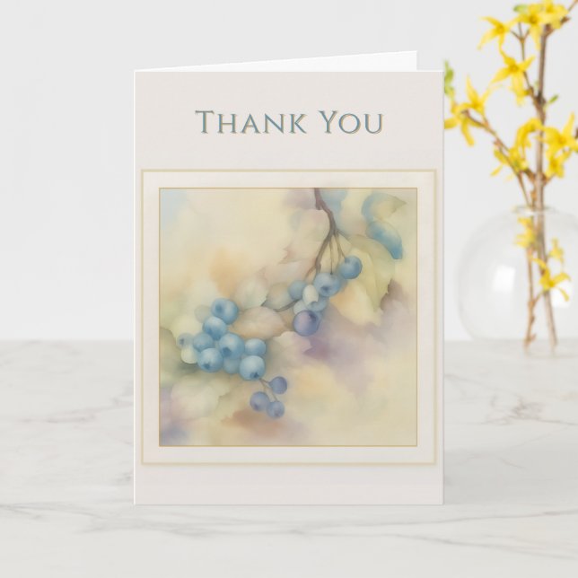 Blueberry Watercolour Greeting Card — Pastel Botan (Yellow Flower)