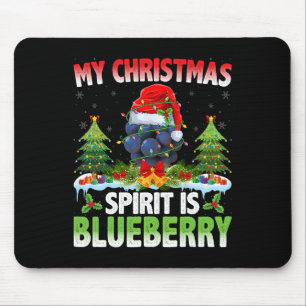Blueberry Wearing Santa Hat - Christmas Spirit Is  Mouse Pad