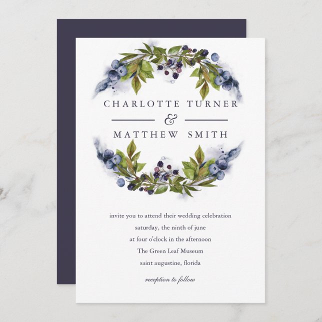 BlueBerry | Wedding Invitation (Front/Back)