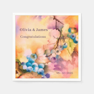 Blueberry Wedding Napkins Personalized