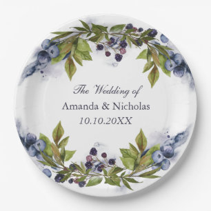 Blueberry wedding personalised paper plate