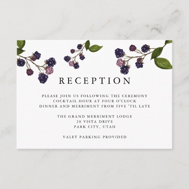 Blueberry | WEDDING RECEPTION ENCLOSURE Card (Front)