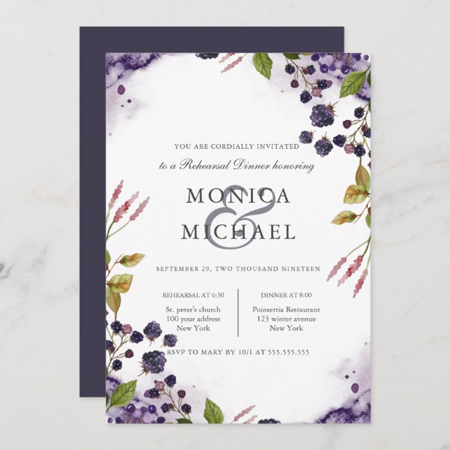 Blueberry | Wedding  Rehearsal Dinner Invitation (Front/Back)