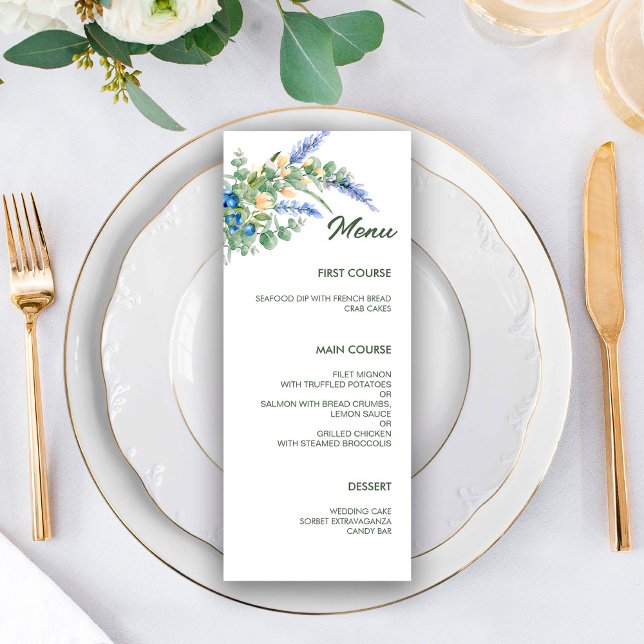 Blueberry  Wildflowers Lavender Rustic Wedding Menu (Creator Uploaded)
