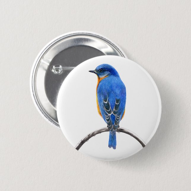 Bluebird 6 Cm Round Badge (Front & Back)