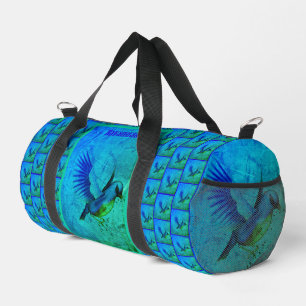 Bluebird Abstract Animal Art Personalised Duffle Bag