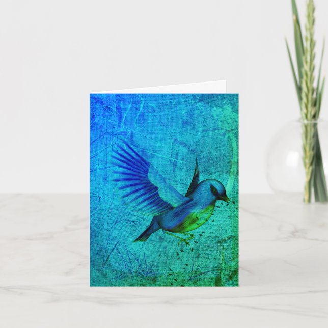 Bluebird Abstract Art Customisable Note Card (Front)