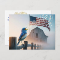Bluebird And American Flag Thank You