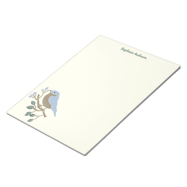 Bluebird and Blueberries Personalised Notepad (Angled)