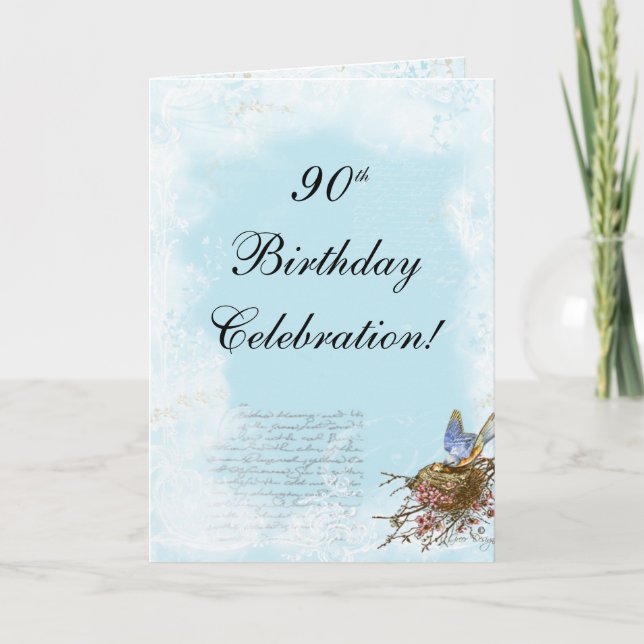 Bluebird and Nest Birthday Invitation (Front)