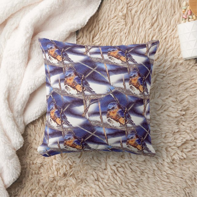 Bluebird Animal Nature Art Pattern Cushion (Blanket)