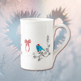 Bluebird at Christmas Bone China Mug