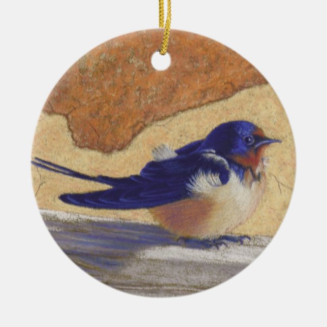 Bluebird, Barn Swallow Ceramic Tree Decoration (Front)