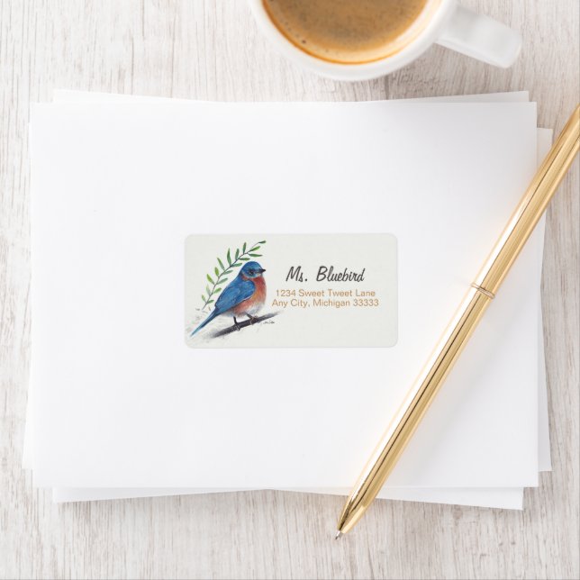 Bluebird Bird Art Return Label (Insitu)