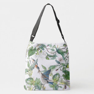 Bluebird Birds Morning Glory Flowers Tote Bag