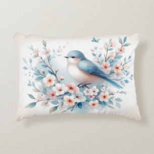 Bluebird Blossom Watercolor Serenity Decorative Cushion