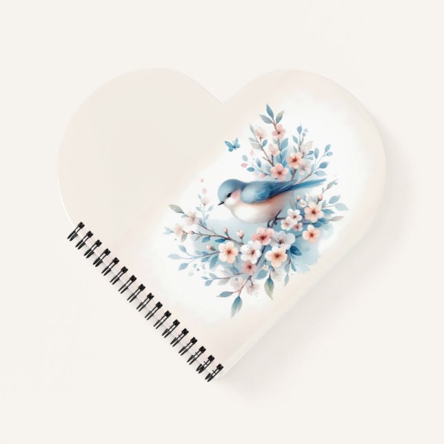 Bluebird Blossom Watercolor Serenity Notebook (Front)