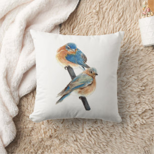 Bluebird Couple Watercolor Art Cushion