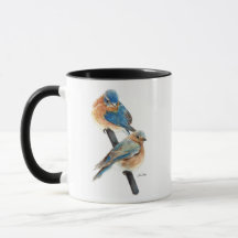 Bluebird Couple Watercolor Art