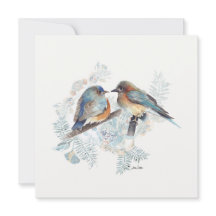 Bluebird Couple Watercolor With Floral