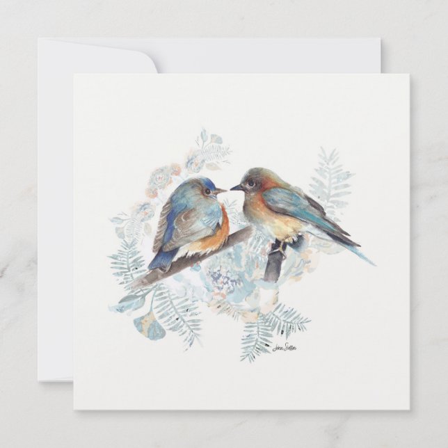 Bluebird Couple Watercolor With Floral (Front)