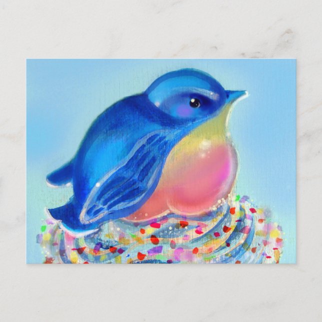 Bluebird Cupcake Surprise Postcard (Front)