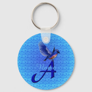Bluebird Elegant Monogram Initial A Personalised Key Ring