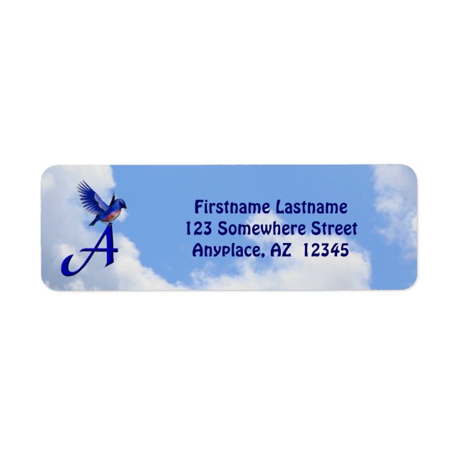 Bluebird Elegant Monogram Initial A Return Address (Front)