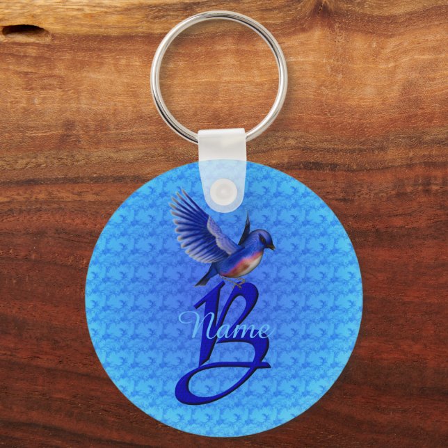 Bluebird Elegant Monogram Initial B Personalised Key Ring (Front)