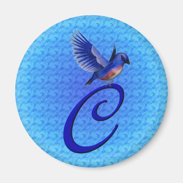 Bluebird Elegant Monogram Initial C Magnet (Front)