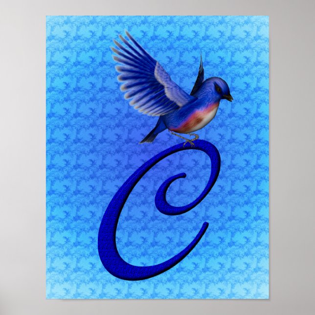 Bluebird Elegant Monogram Initial C Poster (Front)