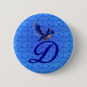 Bluebird Elegant Monogram Initial D 6 Cm Round Badge