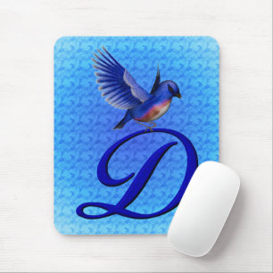 Bluebird Elegant Monogram Initial D Mouse Pad