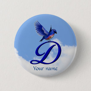 Bluebird Elegant Monogram Initial D Personalised 6 Cm Round Badge
