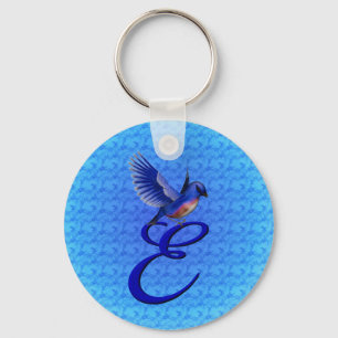 Bluebird Elegant Monogram Initial E Key Ring