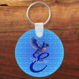 Bluebird Elegant Monogram Initial E Personalised Key Ring