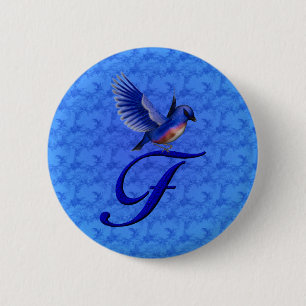 Bluebird Elegant Monogram Initial F 6 Cm Round Badge