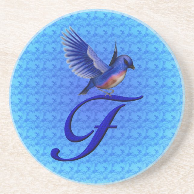 Bluebird Elegant Monogram Initial F Coaster (Front)