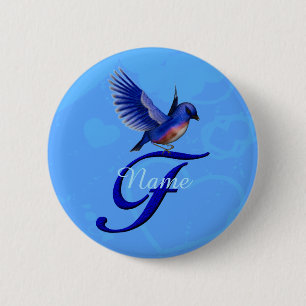Bluebird Elegant Monogram Initial F Personalised 6 Cm Round Badge