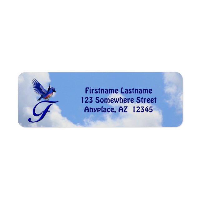 Bluebird Elegant Monogram Initial F Return Address (Front)