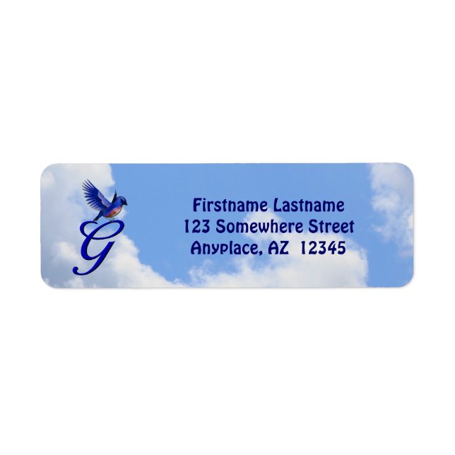 Bluebird Elegant Monogram Initial G Return Address (Front)