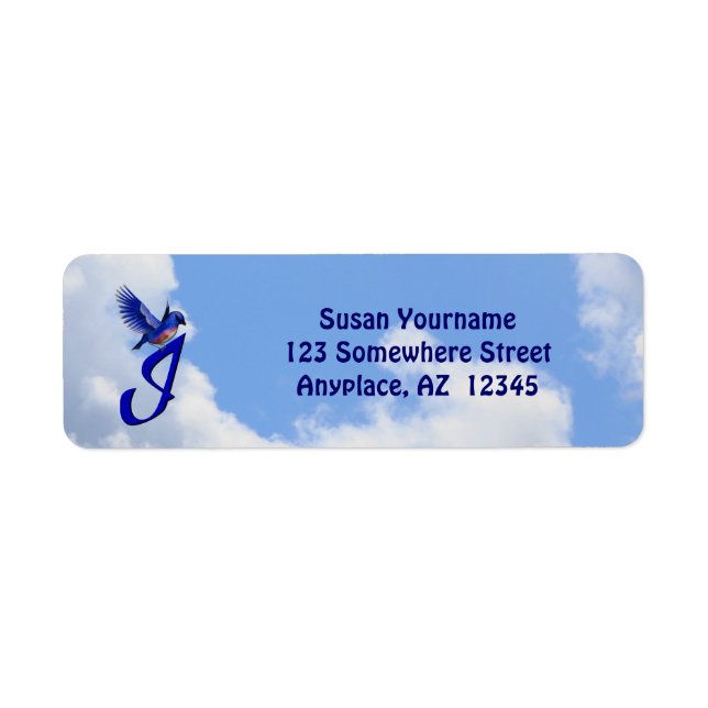 Bluebird Elegant Monogram Initial I Return Address (Front)