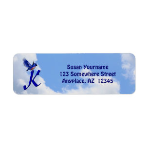 Bluebird Elegant Monogram Initial K Return Address
