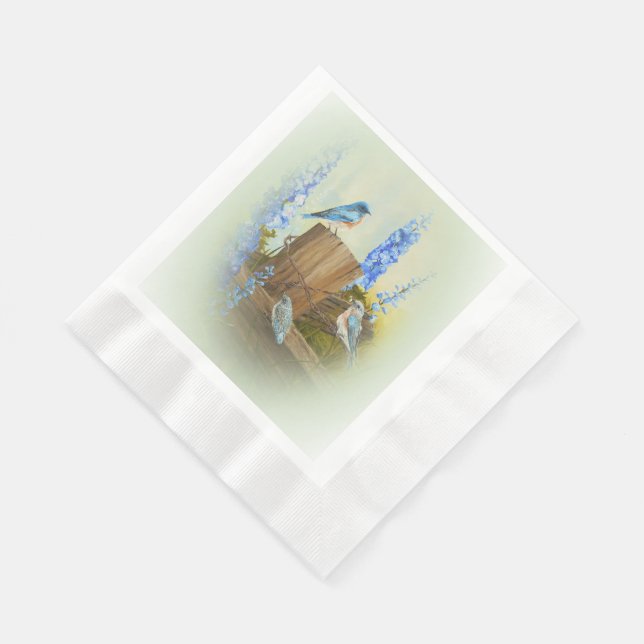 Bluebird Family Napkin (Corner)