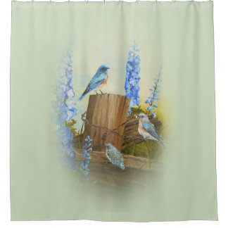 Bluebird Family Shower Curtain